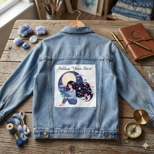 Veste En Jean Impression d'art de femme céleste Suivez vos étoil