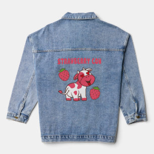 Veste En Jean Impression de la vache à fraise mignonne