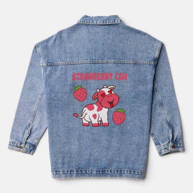 Veste En Jean Impression de la vache à fraise mignonne (Verso)