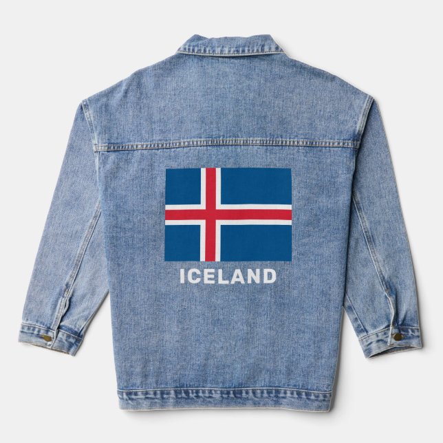 Veste En Jean Indicateur Islande du texte personnalisé (Verso)