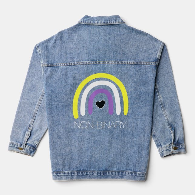 Veste En Jean Indicateur non binaire Rainbow Enby Genderqueer No (Verso)