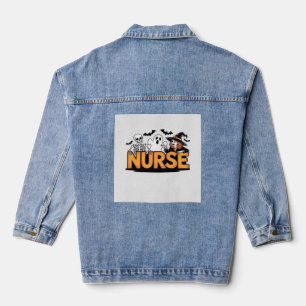 Veste En Jean Infirmière - Halloween - avec fantôme, sorcière et