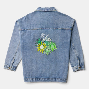 Veste En Jean Initiales Monogrammes 3 Fleurs de marguerite Photo