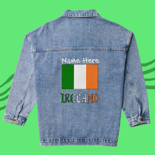 Veste En Jean Irlande et drapeau irlandais Personnalisation noir