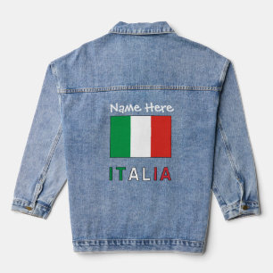 Veste En Jean Italia et Drapeau Italien Personnalisation Noire