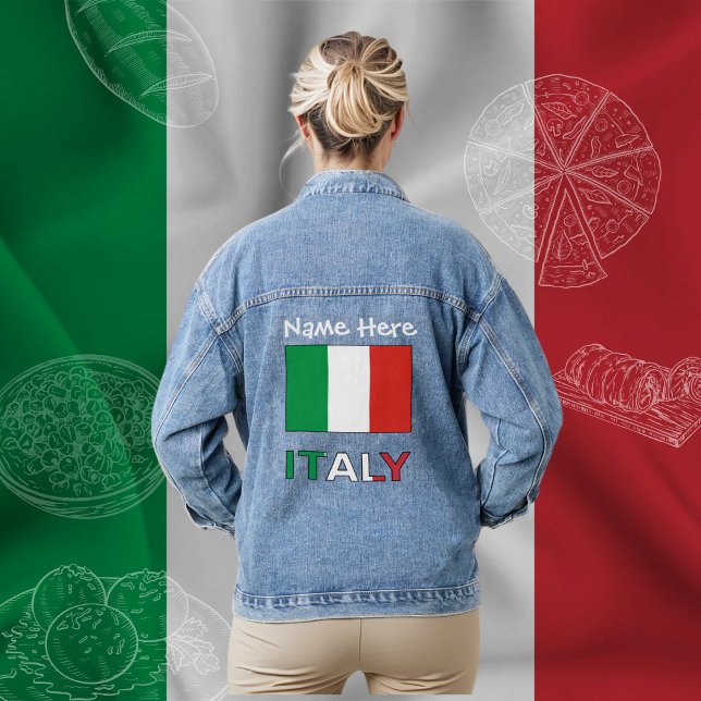 Veste En Jean Italie - Drapeau italien - Personnalisation blanch (Créateur téléchargé)