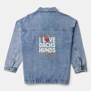 Veste En Jean J'adore les dachshunds Graphique amusant pour les
