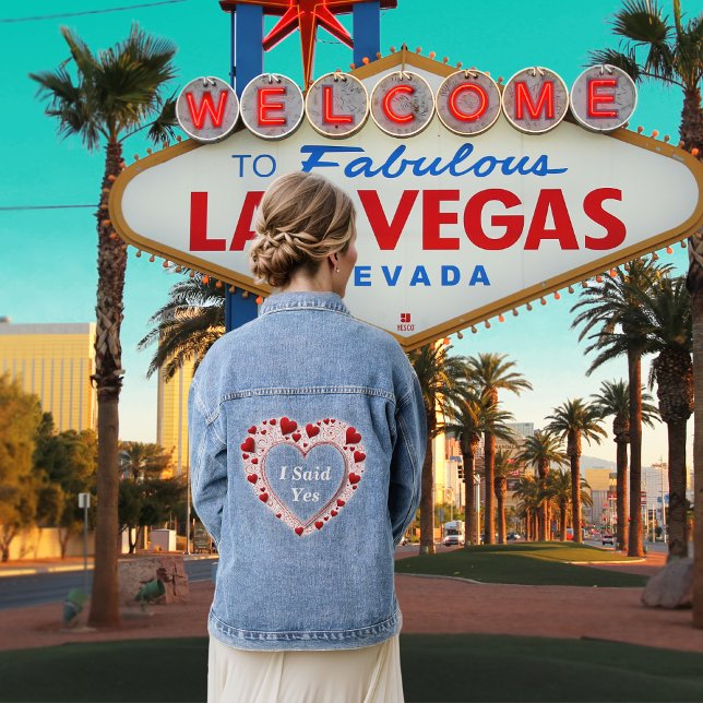 Veste En Jean J'ai Dit Oui Proposition Mignonne Cœurs Rouges d'A (Vegas Wedding)