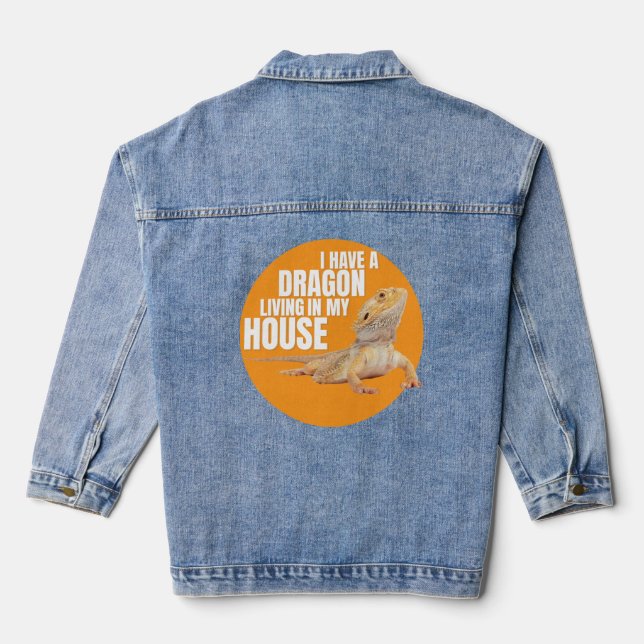 Veste En Jean J'Ai Un Dragon Qui Vit Dans Ma Maison, Le Dragon Q (Verso)