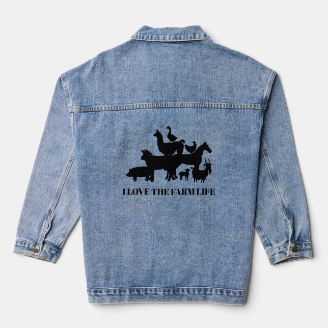 Veste En Jean J'aime la vie agricole (Verso)