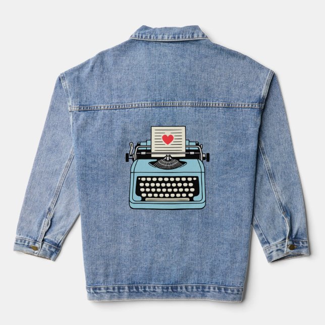 Veste En Jean J'aime ma machine à écrire (Verso)