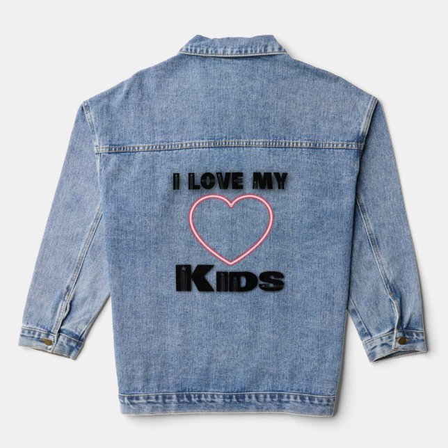 Veste En Jean J'aime mes enfants t-shirt, chemises d'amour, femm (Verso)
