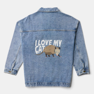 Veste En Jean J'Aime Mon Chat Opossum