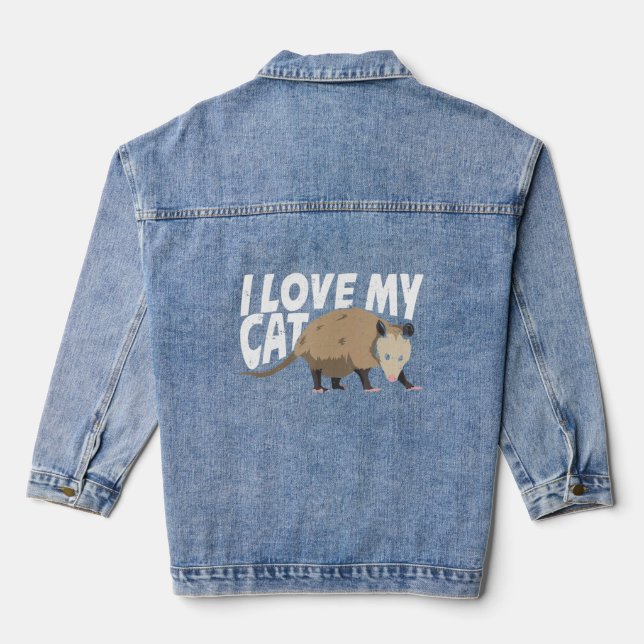Veste En Jean J'Aime Mon Chat Opossum (Verso)