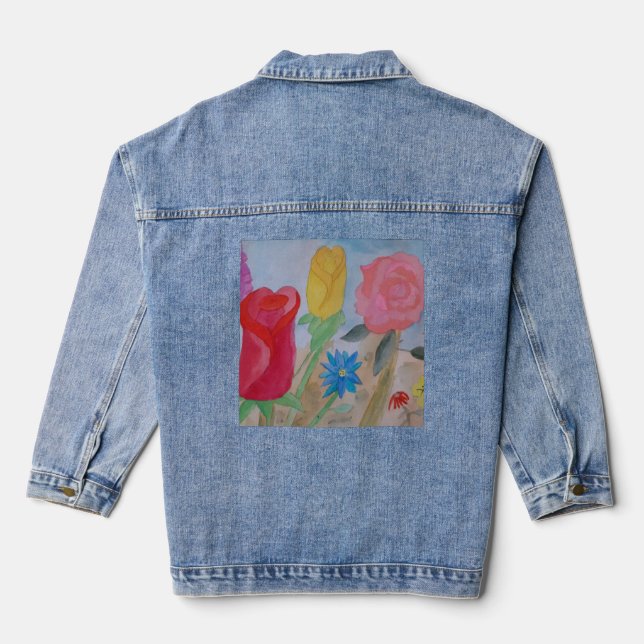 Veste En Jean Jardin fleuri d'été (Verso)