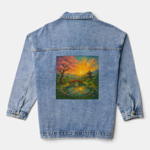 Veste En Jean Jardin japonais zen coucher de soleil