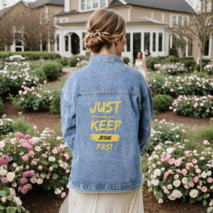 Veste En Jean Jaune Gardez Jésus d'abord