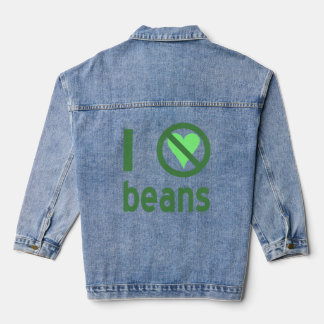 Veste En Jean Je déteste les haricots Texte vert