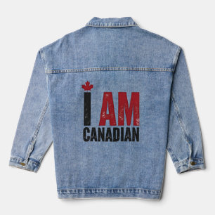 Veste En Jean Je suis Canadien - Déclaration patriotique et feui