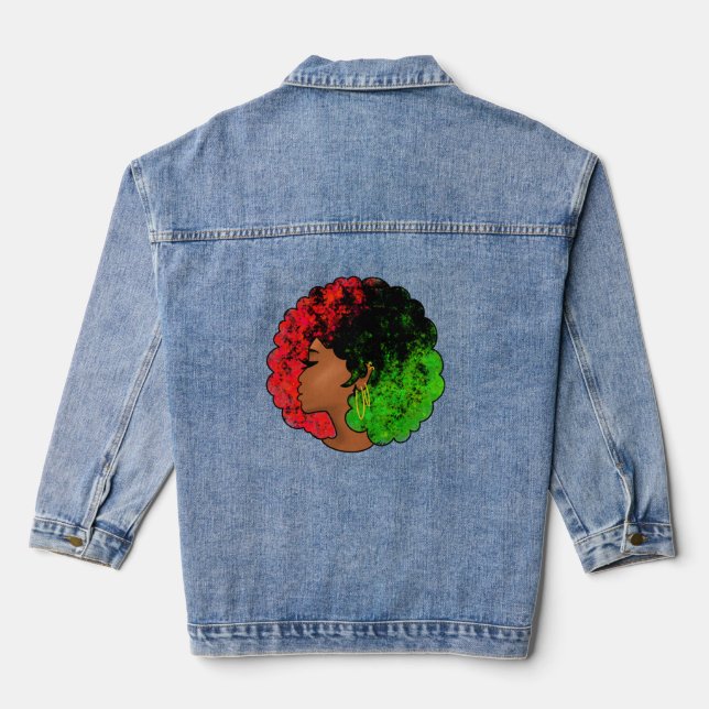 Veste En Jean Je suis noire histoire pan drapeau africain afro f (Verso)
