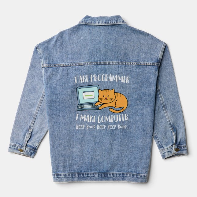 Veste En Jean Je Suis Programmeur Je Fabrique Ordinateur Beep Ca (Verso)