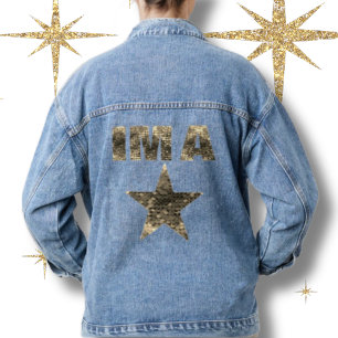 Veste En Jean Je suis une Star Gold Letters Blue