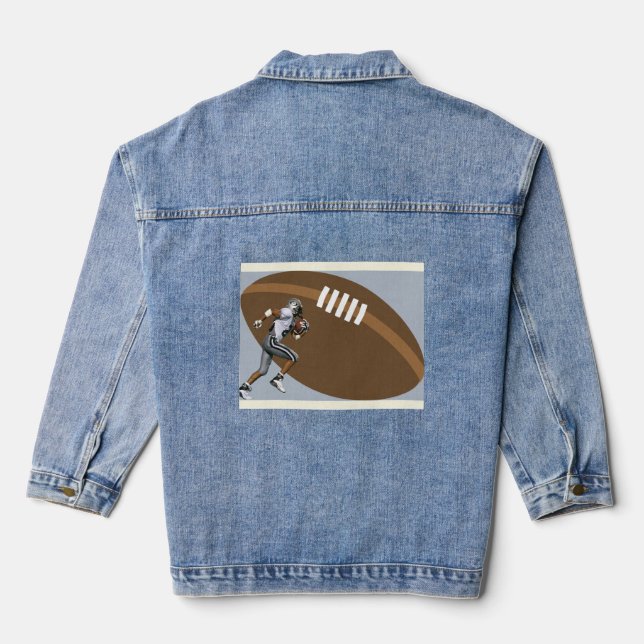 Veste En Jean Jean Jacket avec Football Player et Football (Verso)