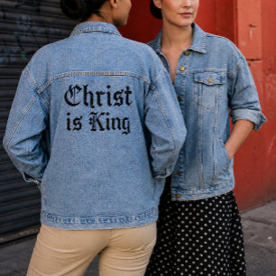Veste En Jean Jésus-Christ est Roi - style gothique grunge érodé