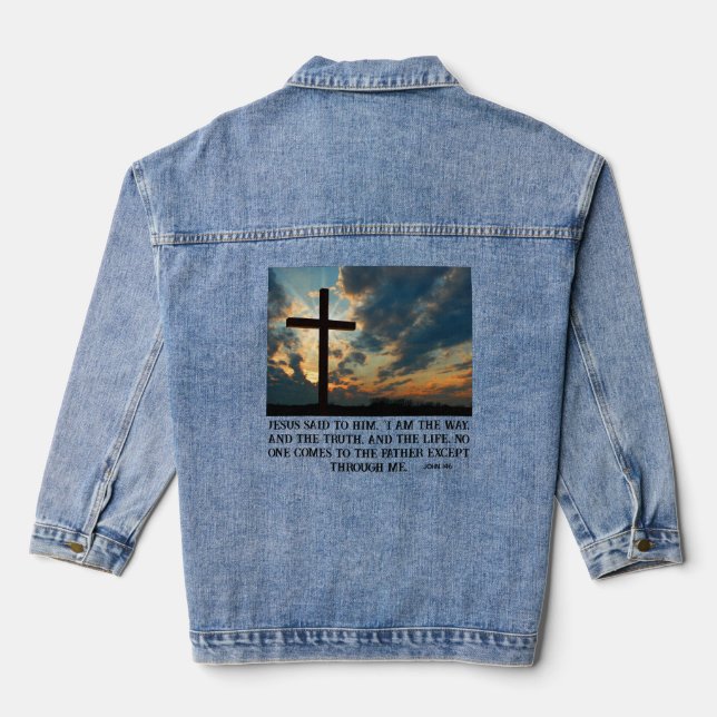 Veste En Jean Jésus Résurrection Je suis Le Chemin & La Croix De (Verso)