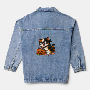 Veste En Jean Joli Chat Calico Voleur de Bonbons