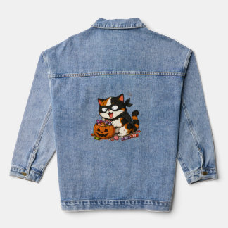 Veste En Jean Joli Chat Calico Voleur de Bonbons