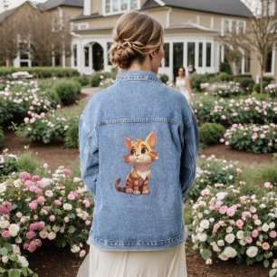 Veste En Jean Joli chat orange et blanc