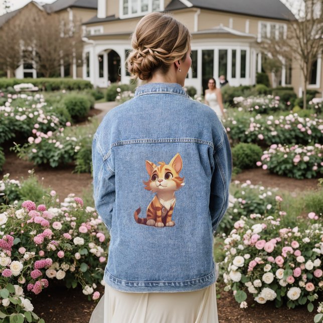 Veste En Jean Joli chat orange et blanc (Mariage Retour)