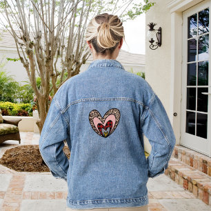 Veste En Jean Joli Coeur Rouge Moderne Joyeux Cadeau de la Saint