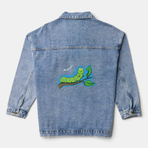 Veste En Jean Joli dessin animé de chenille verte mignonne