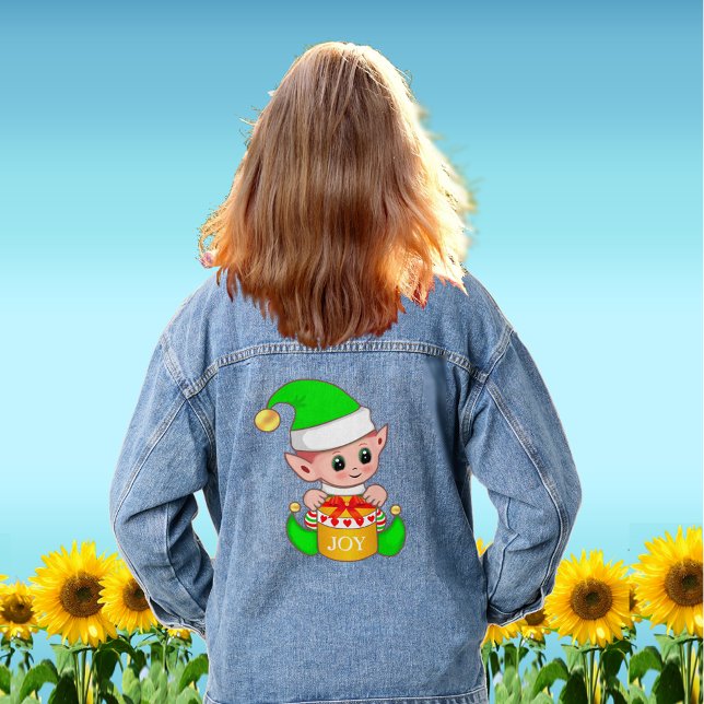 Veste En Jean Joli Elfe de Noël Heureux (Créateur téléchargé)