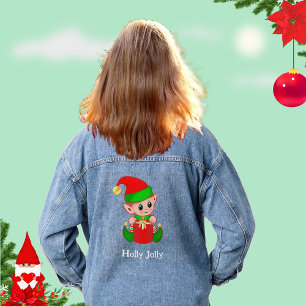 Veste En Jean Joli Elfe de Noël Vert Rouge