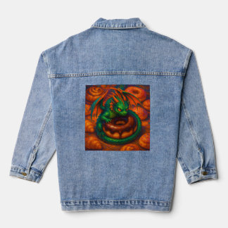 Veste En Jean Joli Mini Dragon Vert & Fantaisie de Donut Art