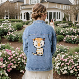 Veste En Jean Joli Petit Chaton Orange Tigré