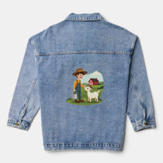 Veste En Jean Joli petit garçon fermier chèvre