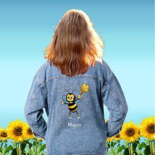 Veste En Jean Jolie abeille à miel de dessin animé heureuse