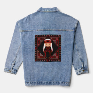 Veste En Jean jolie fille palestinienne Broderie rouge tatreez