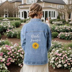 Veste En Jean Jolie mariée tournesol Fleur Mariage Enterrement d