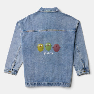 Veste En Jean Jolie olives joyeux chantant dessin animé