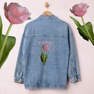 Veste En Jean Jolie Tulipe rose Pastel