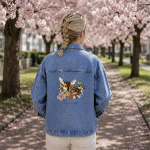 Veste En Jean Jolies Fleurs Sauvages Faon Bleu Bébé Cerf Forêt