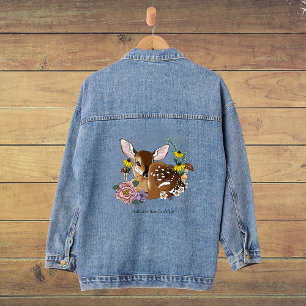 Veste En Jean Jolies Fleurs Sauvages Faon Bleu Bébé Cerf Forêt