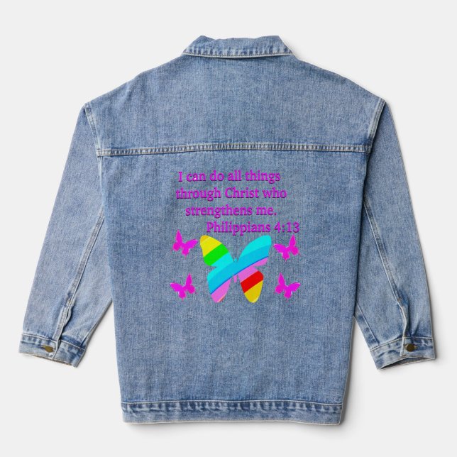 VESTE EN JEAN JOLIMENT PHILIPPIENS 4:13 BUTTERFLY DESIGN (Verso)