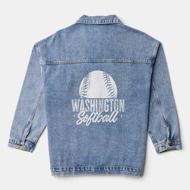 Veste En Jean Joueur de softball féminin Softballer Sport Washi (Verso)