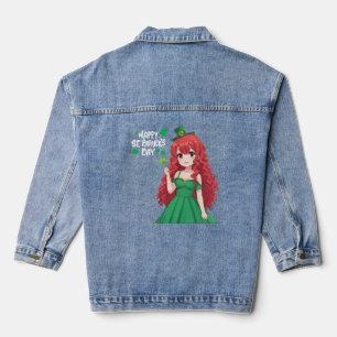Veste En Jean Jour de la Saint-Patrick mignon, fille anime irlan
